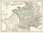 France, Church map up to 1322, Spruner's Historical Atlas, 1846