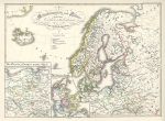 Scandinavia & Poland, Church map, up to the Reformation, Spruner's Historical Atlas, 1846