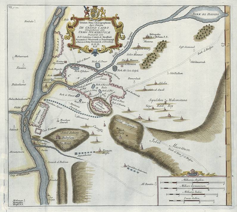 Egypt, Map of Cairo and vicinity, 1740