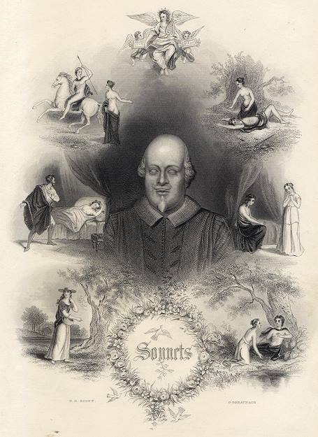 Shakespeare, decorative frontispiece for Sonnets, 1850