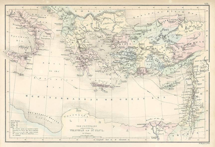 Mediterranean, Travels of St.Paul, 1856