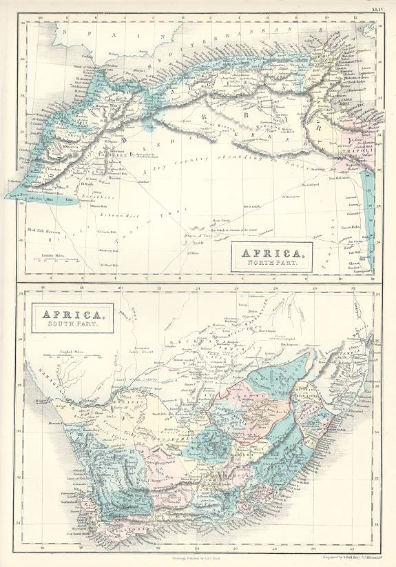 Africa, north and southern, 1856