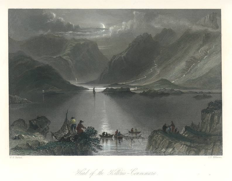 Ireland, Head of the Killeries (at night with fishermen) - Connemara, 1841