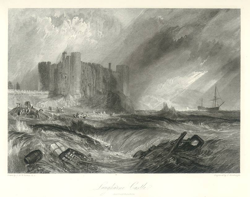 Wales, Carmarthenshire, Laugharne Castle, 1838