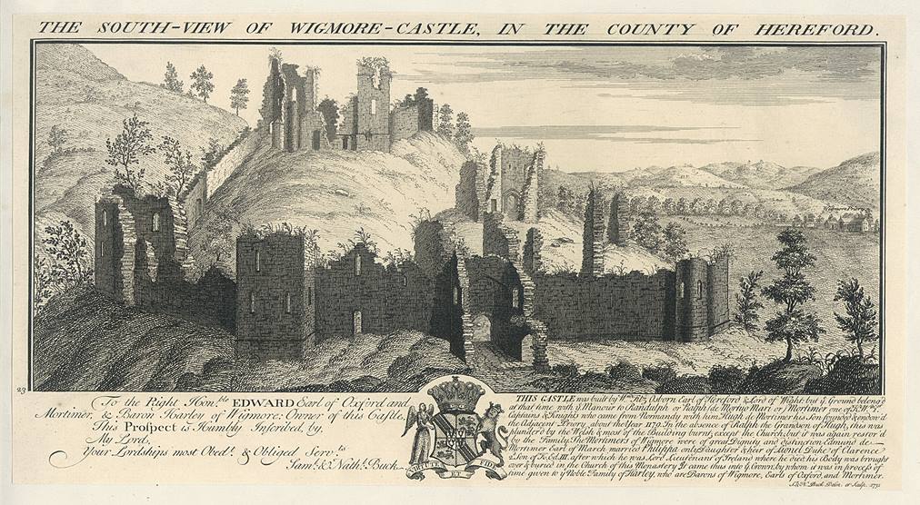 Herefordshire, Wigmore Castle, S & N Buck, 1732 / 1770