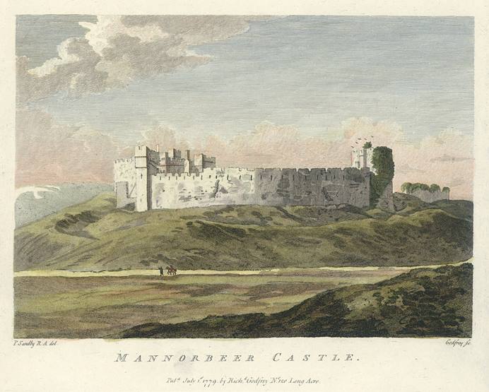 Wales, Pembrokeshire, Manorbier Castle, by Sandby, 1779