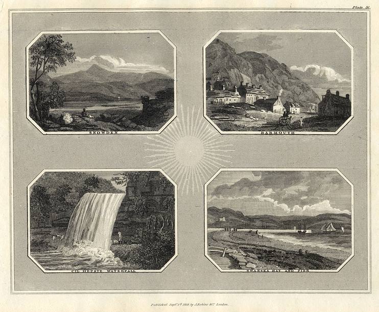 Snowden, Barmouth, Cil Hepste Waterfall & Swansea, 1819