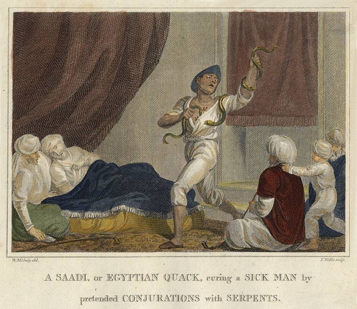 Egyptian Saadi (Quack) curing a sick man, 1806