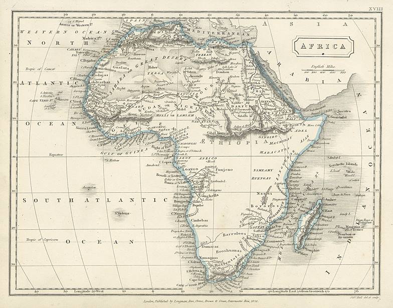 Africa map, 1827