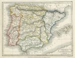 Spain & Portugal map, 1827
