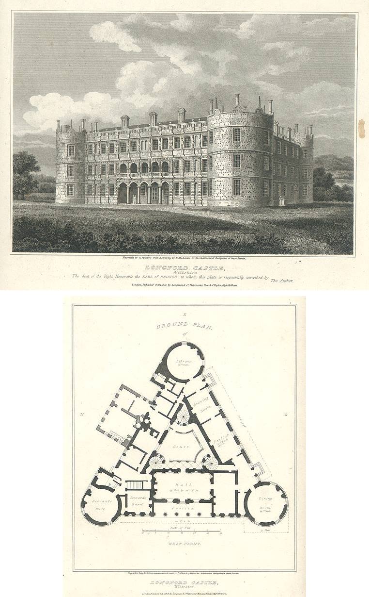 Wiltshire, Longford Castle with plan, 1807