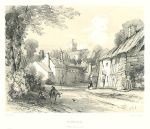 Herefordshire, Wigmore village, stone lithograph, 1840