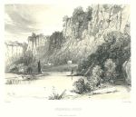 Herefordshire, Coldwell Rocks on the River Wye, stone lithograph, 1840