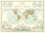 The World in hemispheres (physical), 1885