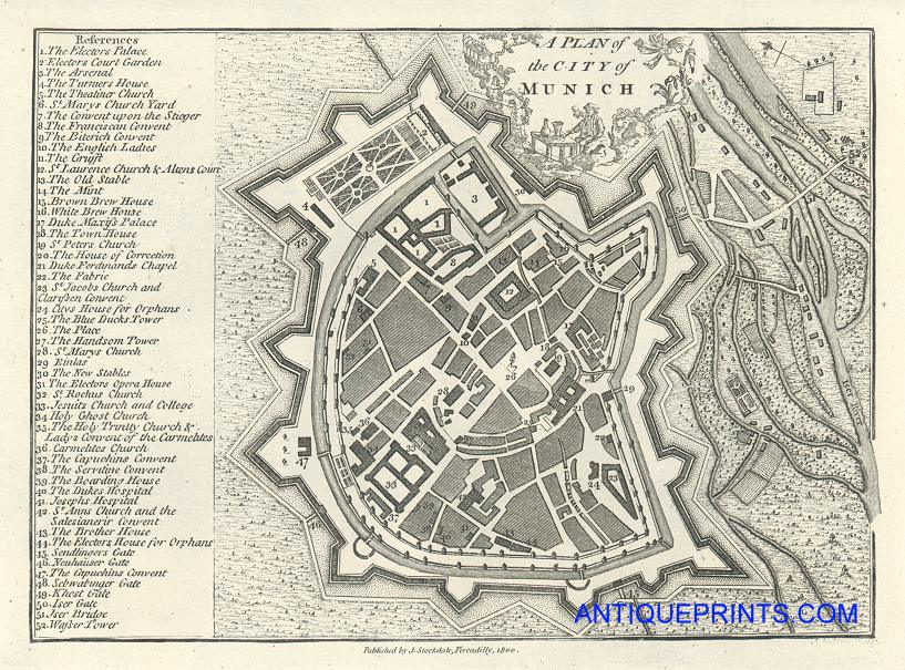 Germany, Munich city plan, 1776 / 1800