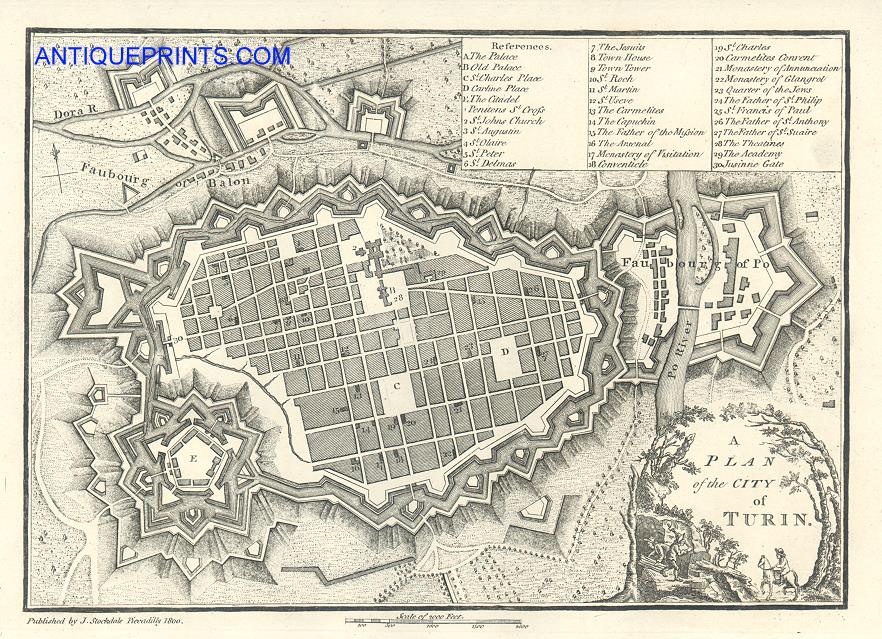 Italy, Turin city plan, 1776 / 1800