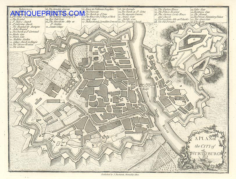 Germany, Wurtzburg (Wrzburg) city plan, 1776 / 1800