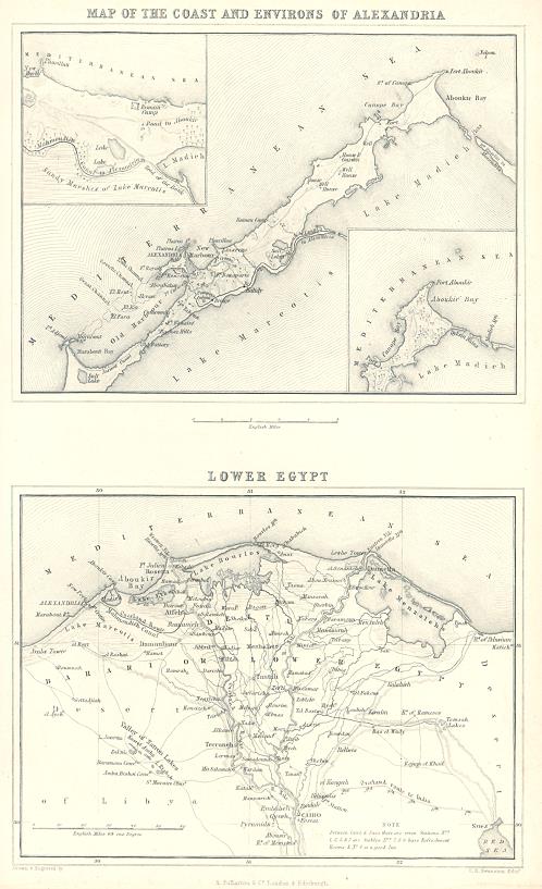 Egypt, two small maps, 1856