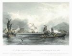 China, Royal Navy ships passing the Chinese Batteries at Bocca Tigris, 1843
