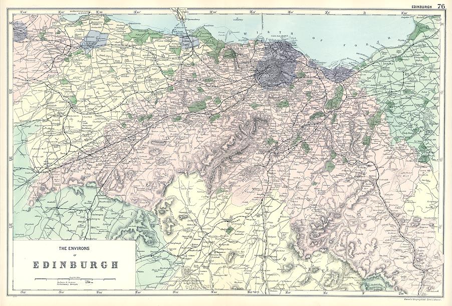 Scotland, Edinburgh area map, 1905