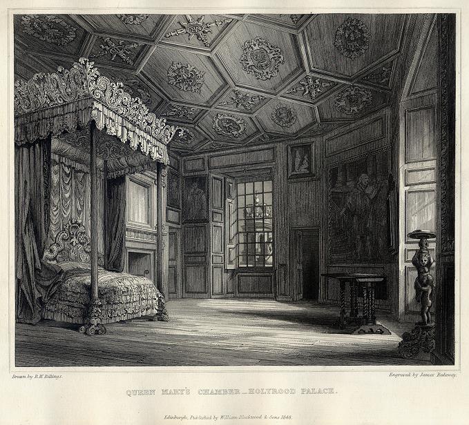 Scotland, Edinburgh, Holyrood Palace, Queen Mary's Bedchamber, 1848