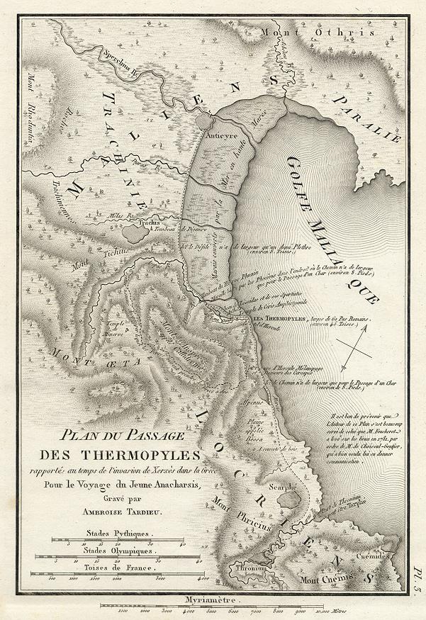 Ancient Greece, Plan of Thermopylae, 1825