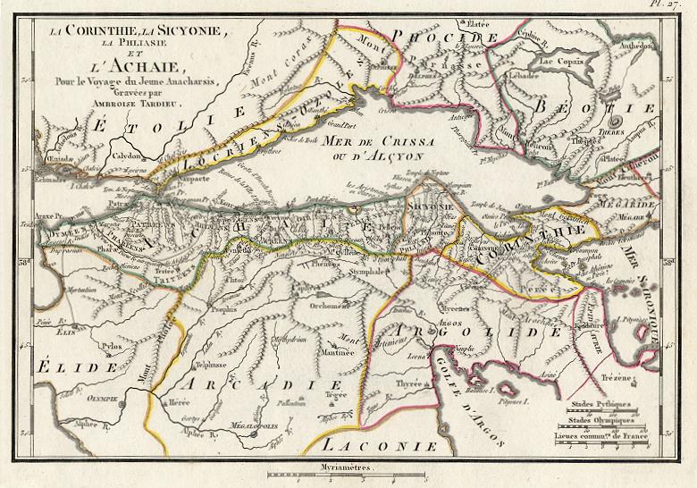 Ancient Greece, Corinth, Sicyon and Achaie, 1825