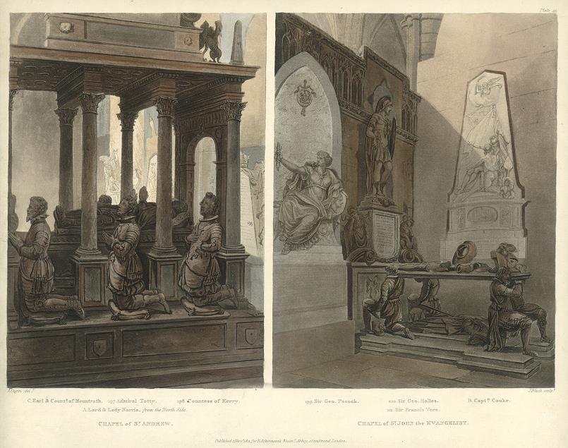 Westminster Abbey, Chapel of St.Andrew & Chapel of St.John the Evangelist, 1812