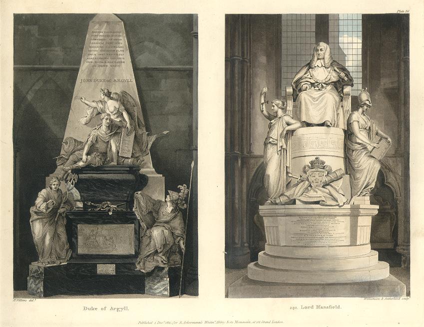 Westminster Abbey, Monuments to Duke of Argyle & Lord Mansfield, 1812