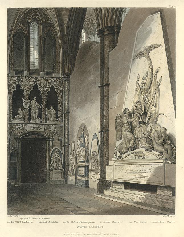 Westminster Abbey, North Transept Monuments, 1812