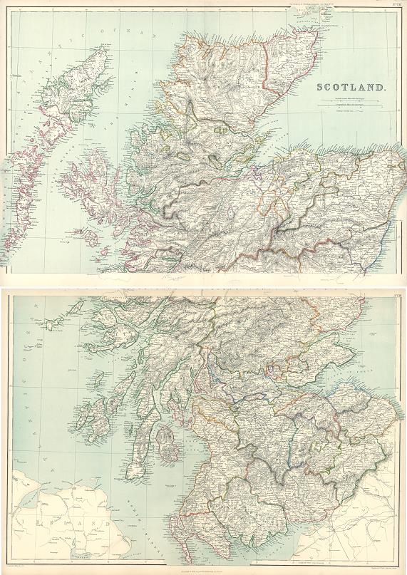 Scotland map on two sheets, 1872