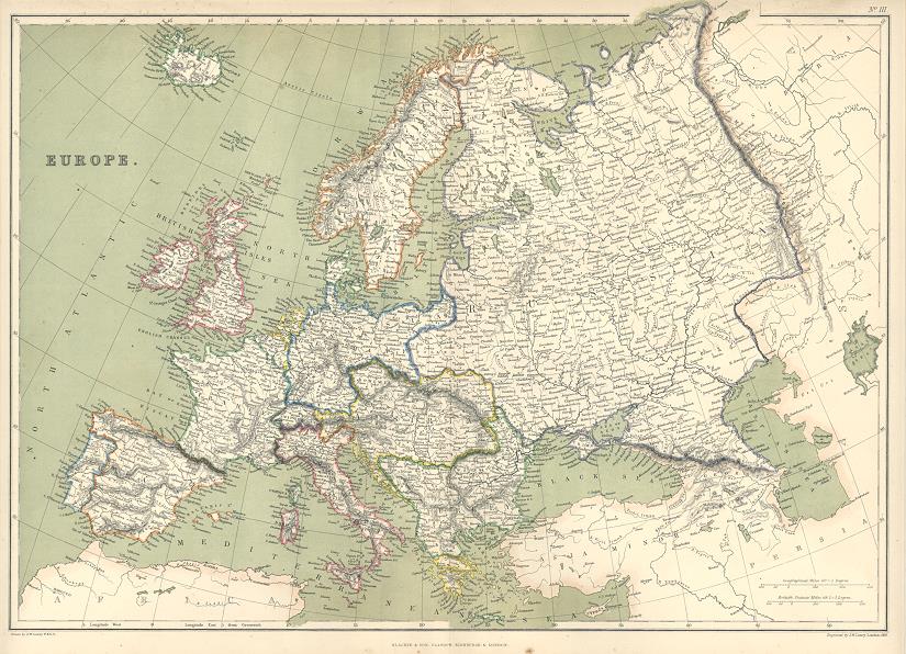 Europe map, 1872