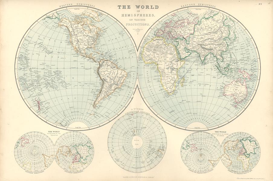 The World in Hemispheres, 1872