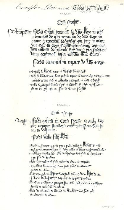 Liber Frodurum example, Testa de Nevill, facsimile of 1819