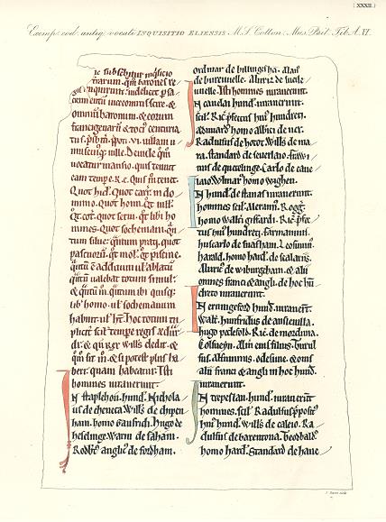 Domesday Book example for Ely, facsimile of 1819