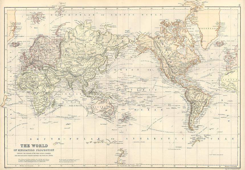 Map of The World on Mercator's Projection, 1882
