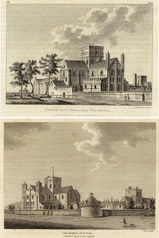 Hampshire, Hospital & Church of St.Cross near Winchester (2 prints), 1786