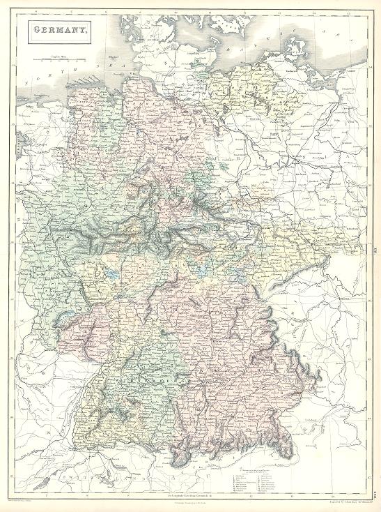 Germany large map, 1856