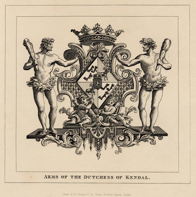 Arms of the Duchess of Kendal, Hogarth, 1833