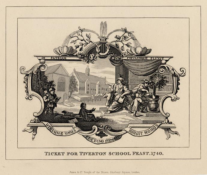 Ticket for Tiverton School Feast in 1740, Hogarth, 1833