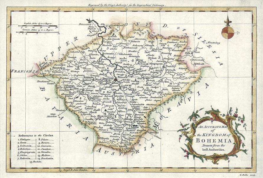 Czech Republic, Bohemia map, 1773