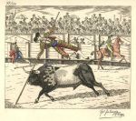 Bullfight, signed limited edition etching, c1920