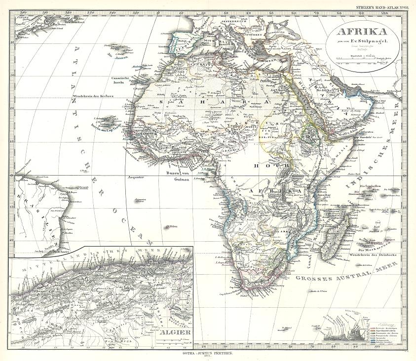 Africa map, 1877
