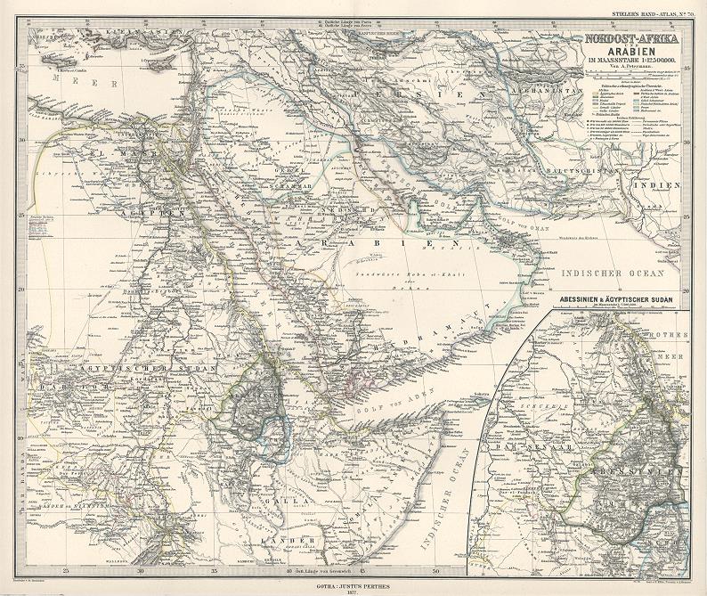 Arabia & North East Africa map, 1877