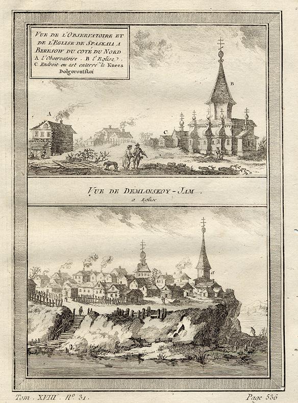 Russia, Siberia, Observatory at Spaskaia a Beresow & Demianskoy-Jam, 1760