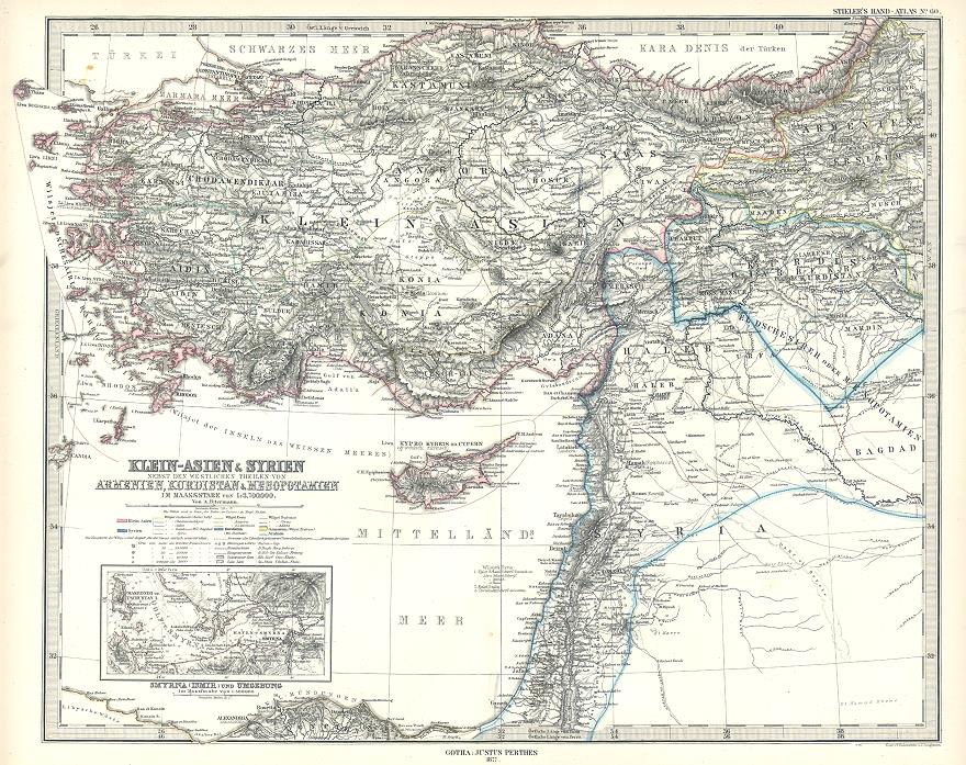 Turkey in Asia map, 1877