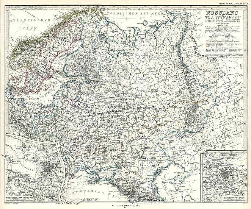 Russia & Scandinavia map, 1877