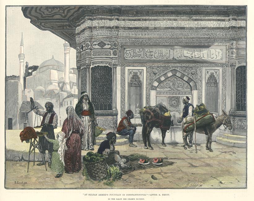 Turkey, Constantinople, Sultan Ahmed's Fountain, 1892