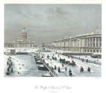 Russia, St.Petersburg, the Bridge & Church of St.Isaac, 1840