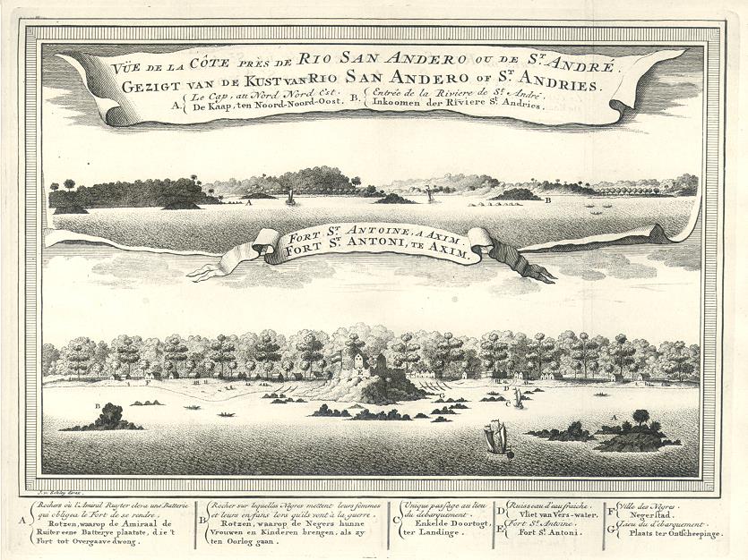 Madagascar, Fort St. Antoine at Axim & coastal view of St.Andre, 1760